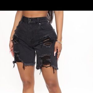 Black jean shorts